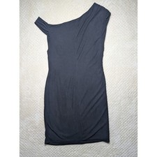 Free People One Shoulder Dress Womens Small S Black Ribbed Knit Bodycon Mini