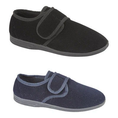 Mens Wide Fit Slipper Warm Memory Foam Touch Fastening Closed Toe Shoe Size 6-12 - Image 1 of 4