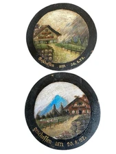2 Small Paintined German Shooting Target Targets Circa 1927