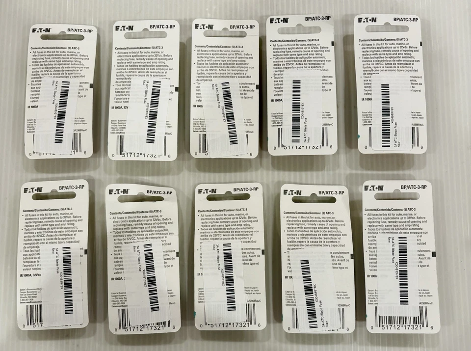 10 Packs Bussmann Fuses ATC 3A Automotive 50 Fuses Total NEW Sealed BP/ATC-3-RP - Image 2 of 2