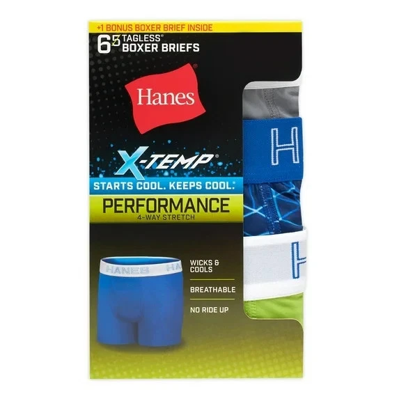 hanes boys size S 6-7 X TEMP  STETCH underwear boxer MULTICOLOR NEW - Picture 5 of 13
