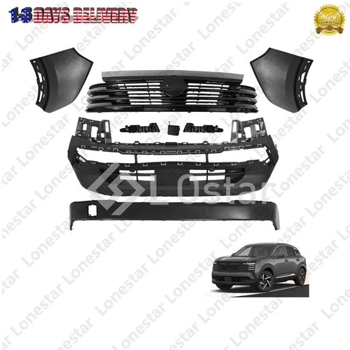 Front Bumper Cover Kit with Upper & Lower Grille For 2025 Nissan Kicks Models