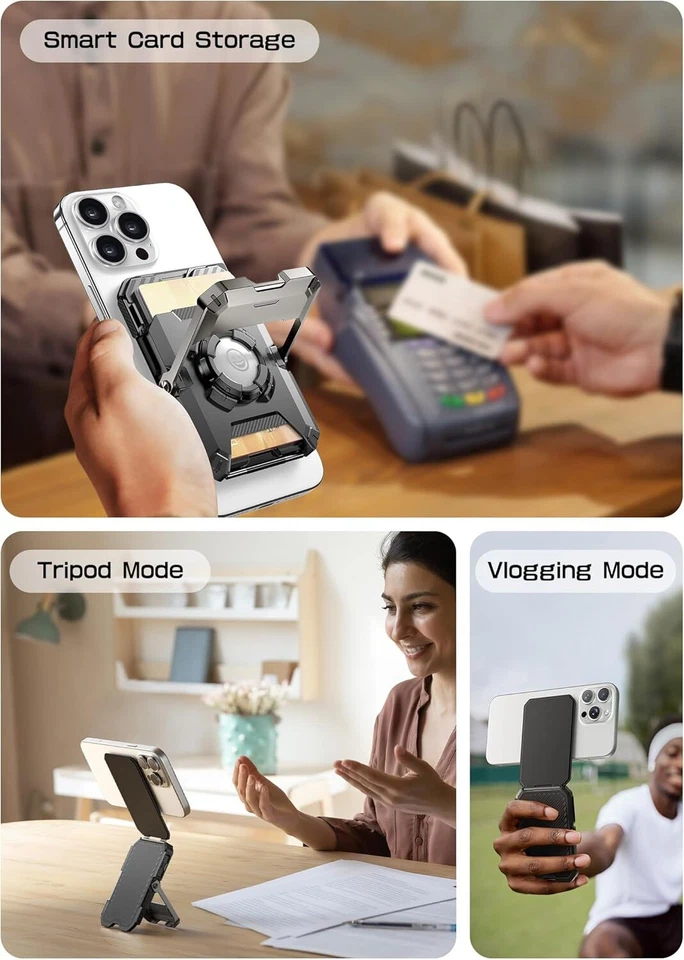 Cartera MagSafe SUPCASE Serie 16/15/14/13/12 con Soporte AirTag Trípode Foto 3 de 4