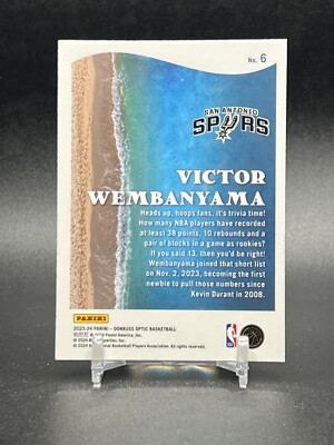 2023-2024 Donruss Optic Victor Wembanyama SPLASH! RC #6 2023-2024 Donruss Optic Victor Wembanyama SPLASH! RC #6