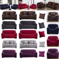 1 2 3 4 Seater Stretch Plush Thick Sofa Covers Couch Chair Slipcover Protector