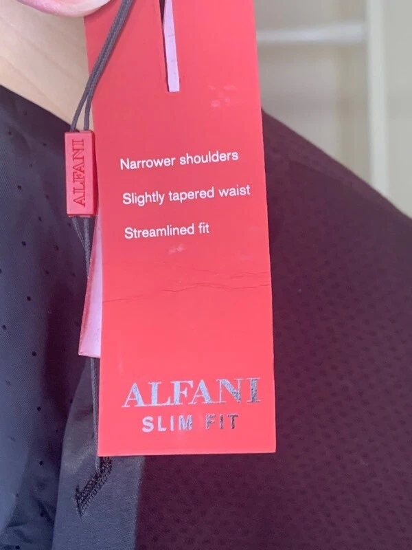 Alfani Evening Tuxedo Jacket Mens 48R Dark Red Slim Fit Black Satin 2 SB NEW - Image 3 of 4