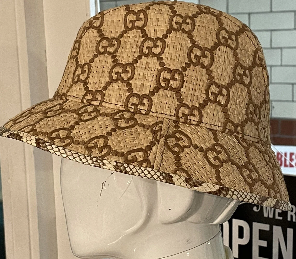 Gg raffia wide brim hat on sale