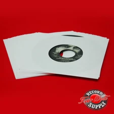 (100) 7" Record Sleeves 45rpm White Paper 20# Acid Free ARCHIVAL