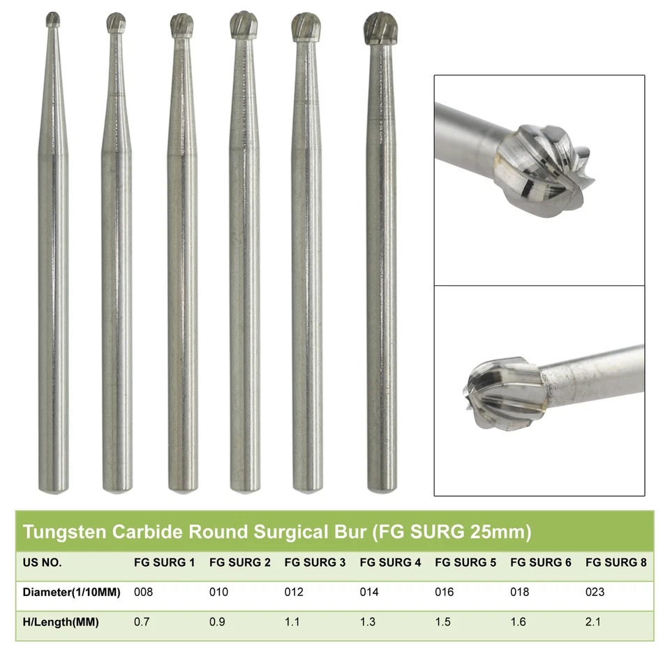 Wave Dental Surgical Burs Round Long 2 4 6 8 557 702 Carbide Bur 25mm High Speed - Image 2 of 4