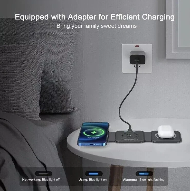 3合1便携式磁性无线充电器适用于iPhone/iWatch /AirPods 2,3,Pro — 第 4/4 张图片