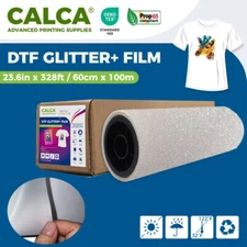USA CALCA 23.6in x 328ft DTF Glitter+ Film Roll Cold Peel DTF Printing Film
