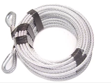 3/8" x 100 ft Galvanized Wire Rope Tow Cable, Thimble Loops on Both Ends