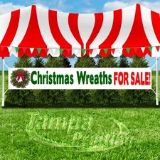 CHRISTMAS WREATHS FOR SALE Advertising Vinyl Banner Flag Sign LARGE SIZE HOLIDAY