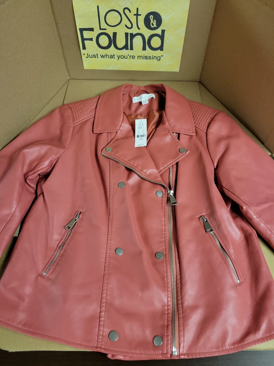 Dark pink top leather jacket