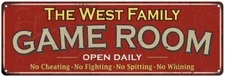 The West Family Personalized Red Game Room Metal Sign 106180038031