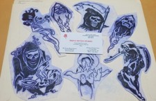 Vintage Tattoo Hectograph Stencil of The Grim Reaper Used By RED'S TATTOO STUDIO