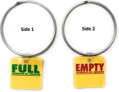 Cylinder Tank Status Tags - EMPTY or FULL with 3'' Steel Ring