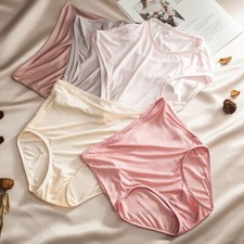 4 pack 100 Mulberry Silk Women High Waist Underwear Lingerie M L XL 2XL SG006
