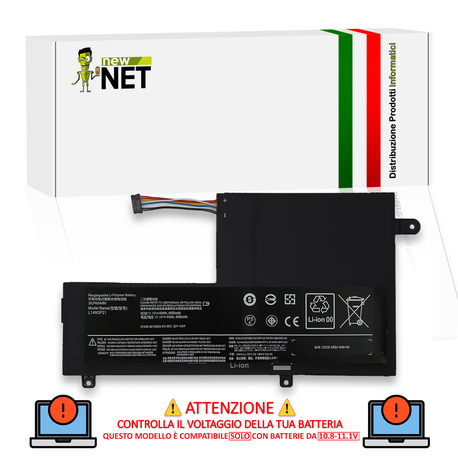 Ricambio Batteria Lenovo IdeaPad 720-15IKB 81AG | 4050mAh 11.1V Li-Poly