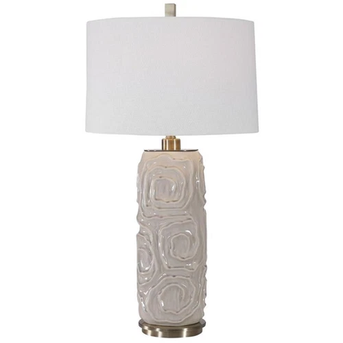 Uttermost Zade Ceramic Fabric and Iron Table Lamp in Warm Gray - Picture 1 of 9