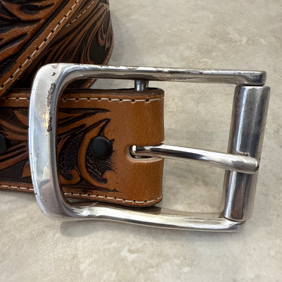 NWOT Tony Lama Men's Tan Western Tooled Southwestern Belt Sz 38