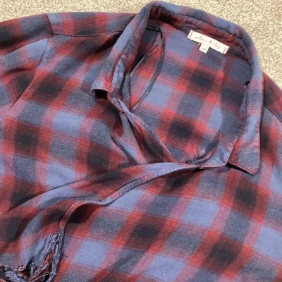 Willow & Clay Flannel Fringe Cardigan Womens Medium Tartan Plaid Cabincore Cozy - Image 1 of 4