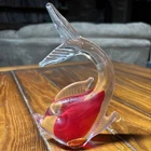 Made In Italy Murano Glass Fish Clear Red Vtg Decorative CRI
