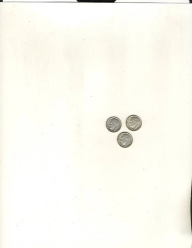 3 Roosevelt Dimes , 1959 -D , 1962, 1964 Circulated Good condition, 90% Silver