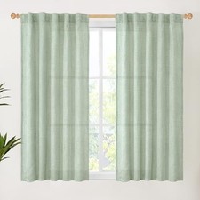 Green Linen Curtains 54 Inch Length for Living 42"W x 54"L Pack of 2 Sage