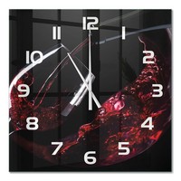 Wanduhr Aus GehäRtetem Glas Mit Leisem Uhrwerk Rotwein WeißE Zeiger 60X60 Cm