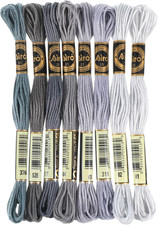 8 Skeins Gray Embroidery Thread 6 Ply Gradient Color Variegated Cross Stitch Flo