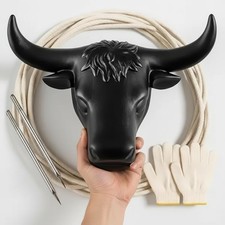 Crowye 1 Set Small Roping Dummy Plastic Junior Steer Head 11 X 8", Black