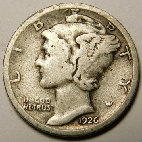 1926 S Mercury Dime 90% Silver G-VG  "Actual Coin Pictured - Not Cleaned"