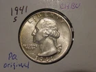 1941-S WASHINGTON QUARTER CHOICE BU ORIGINAL TONE POPULAR DATE FREE SHIPPING