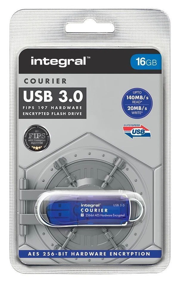 Clé USB 3.0 Chiffrée FIPS 197 Courier, 16 Go - INTEGRAL - Photo 3/3