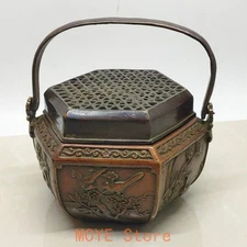 Copper Incense Burner Hand Warmer with Branch Handle Vintage Japan Rare