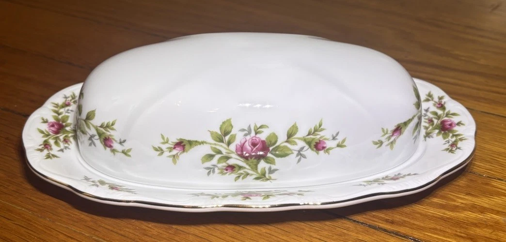 Johann Haviland Traditions China Moss Rose Covered Butter Dish