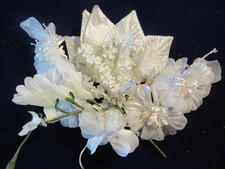 Vtg Millinery Flower Collection All White 1/2-2 1/2" Lot w/12" Garland H5390