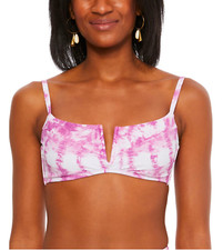 BAR III Women's Summer Stripes V-Wire Bikini Top sz S Small Swimwear