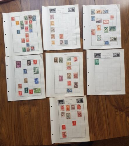 COLLECTION OF ARGENTINE STAMPS  - 7 pages from old stamp album - Picture 1 of 8