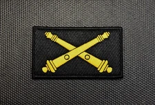 U.S. Army Artillery Branch Crossed Cannons Premium Embroidered Patch Hook Black