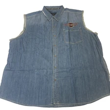 Harley-Davidson Mens 4XL Bar & Shield Shirt Flames Blowout Denim Muscle NEW