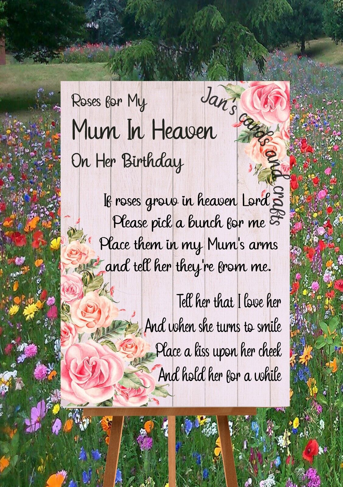Mam Mum Birthday Roses Heaven Female Waterproof Graveside Memorial Card F19  | Ebay