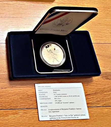 2006-P Benjamin Franklin Proof Silver Dollar US Mint Scientist $1 OGP COA