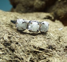 1.03 CT NATURAL GRAY WHITE ROUGH UNCUT RAW DIAMOND 925 SILVER WEDDING RING N R