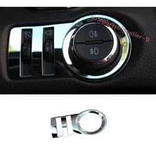 For Buick Regal 09-2017 Silver Steel Headlight Button Frame Cover Trim 1PCS