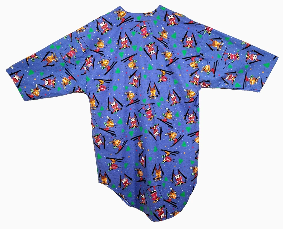 Camisa de dormir Hatley para mujer talla única azul franela camisón pulóver vacas esquí Foto 2 de 4