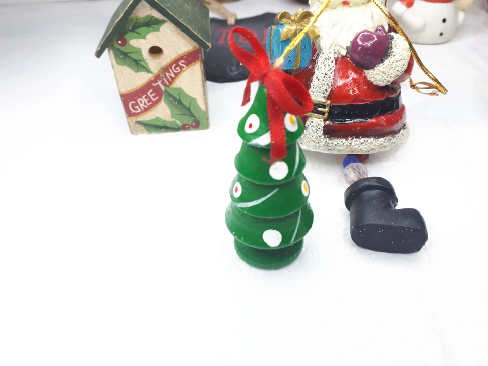 Vintage Christmas Tree Ornaments Baubles Beaded Pear Owl Mosaic Heart Angel G/VG - Image 4 of 4