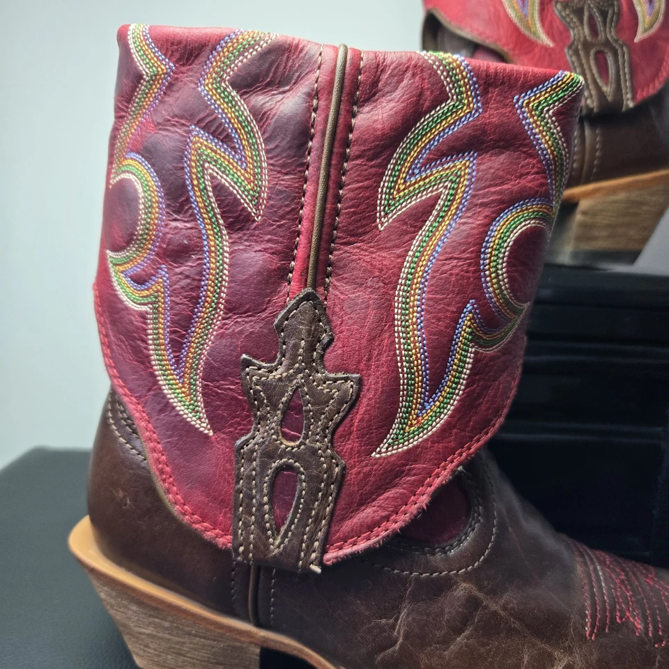 Botas de Vaquera Twisted X 6 Para Mujer Plegables Rojo Marrón Cuero Puntera Cuadrada Foto 2 de 4