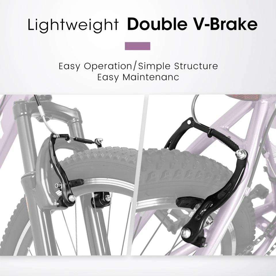 Bicicleta de montaña con cuadro de acero al carbono de 26", freno en V de 21 velocidades, bicicleta con suspensión delantera Foto 4 de 4